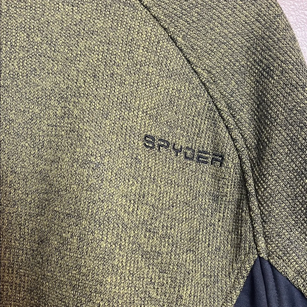 Spyder Men's Olive Green Black Quarter-Zip Fleece Lined Pullover Shirt Jacket M